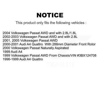 [Avant + Arrière] Kit de Disque de frein pour Volkswagen Passat Audi A4 Quattro K8-101251