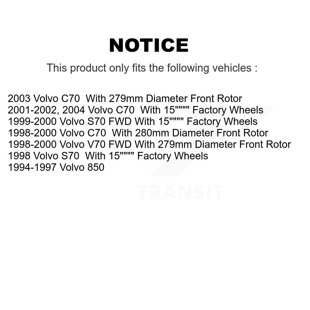 [Avant + Arrière] Kit de Disque de frein pour Volvo S70 850 V70 C70 K8-101259