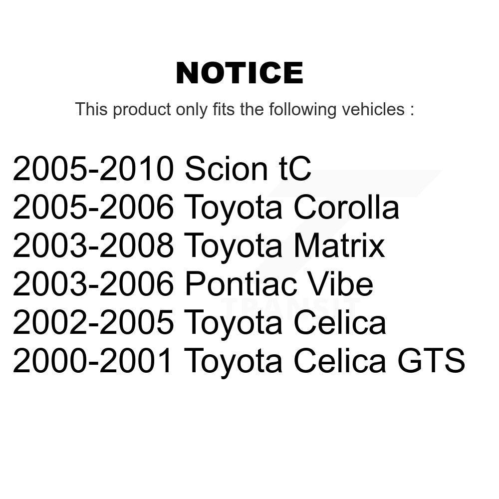 [Avant + Arrière] Kit de Disque de frein pour Toyota Corolla Matrix Scion tC Pontiac Vibe Celica K8-101298