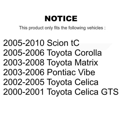 [Avant + Arrière] Kit de Disque de frein pour Toyota Corolla Matrix Scion tC Pontiac Vibe Celica K8-101298