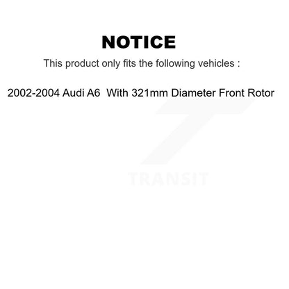 [Avant + Arrière] Kit de Disque de frein pour 2002-2004 Audi A6 avec 321mm Diameter Rotor K8-101312