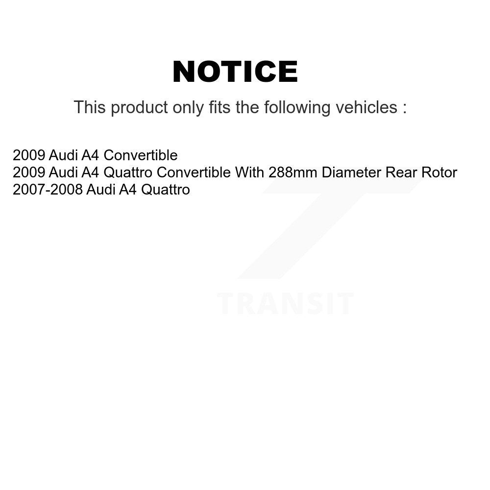 [Avant + Arrière] Kit de Disque de frein pour Audi A4 Quattro K8-101316