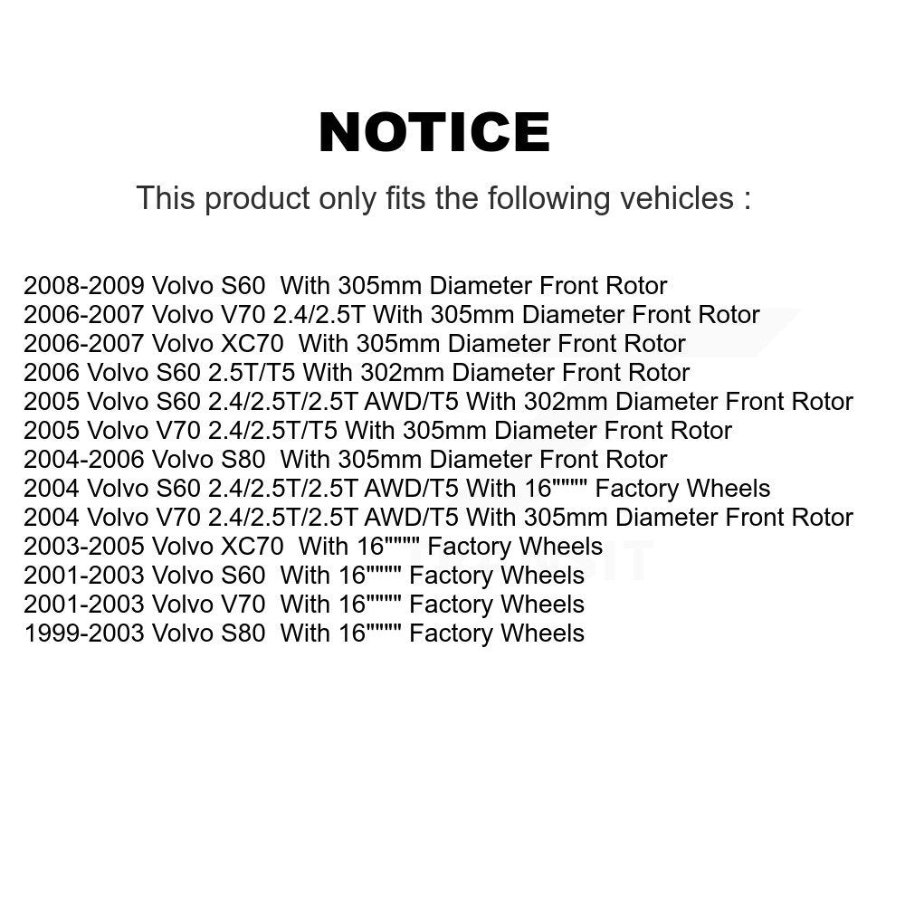 [Avant + Arrière] Kit de Disque de frein pour Volvo S60 V70 XC70 S80 K8-101318