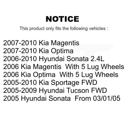 [Avant + Arrière] Kit de Disque de frein pour Hyundai Sonata Kia Sportage Tucson Optima Magentis K8-101333