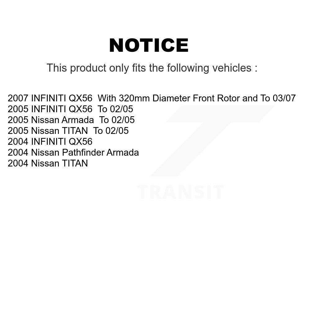 [Avant + Arrière] Kit de Disque de frein pour Nissan TITAN Pathfinder Armada INFINITI QX56 K8-101365