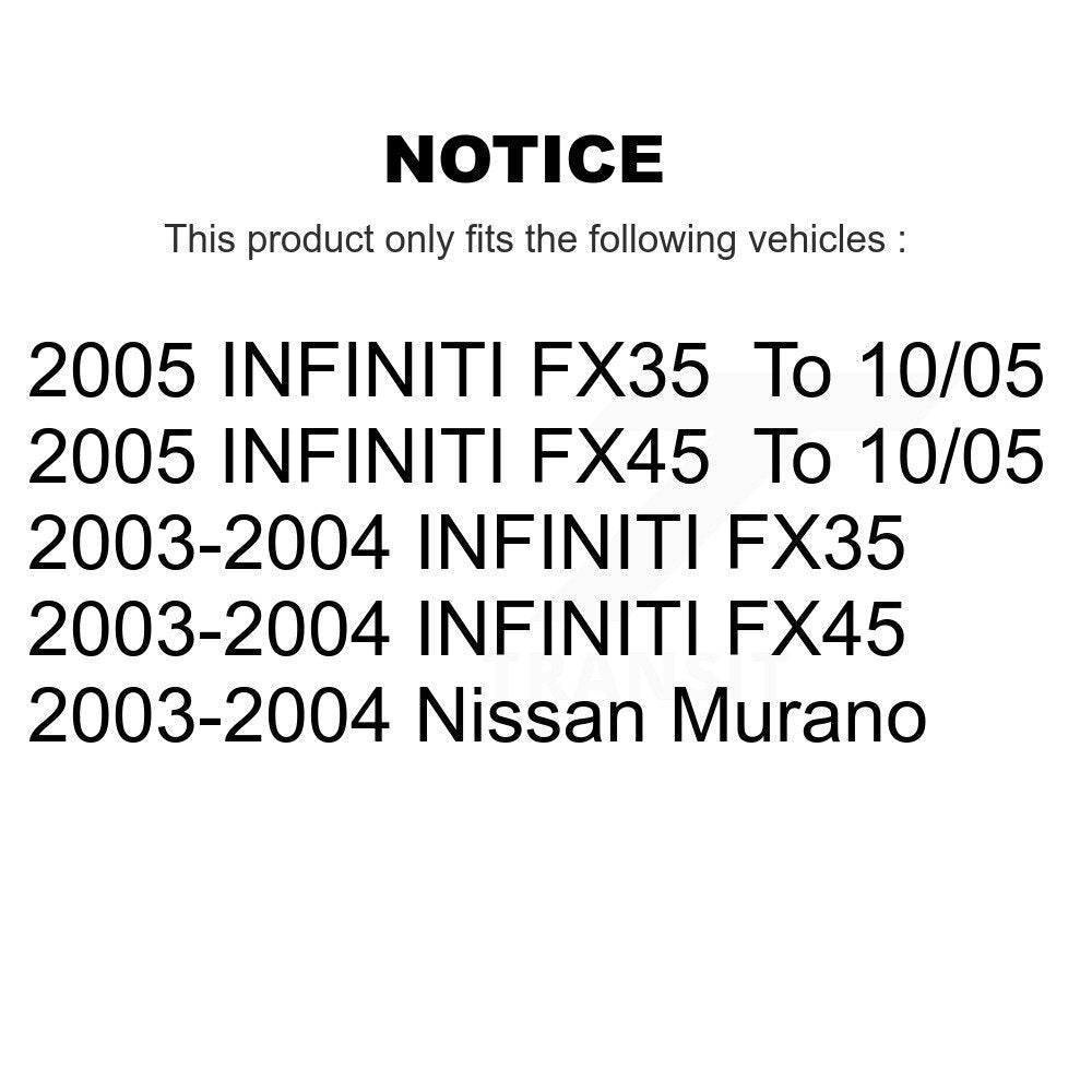 [Avant + Arrière] Kit de Disque de frein pour Nissan Murano Infiniti FX35 FX45 INFINITI K8-101371