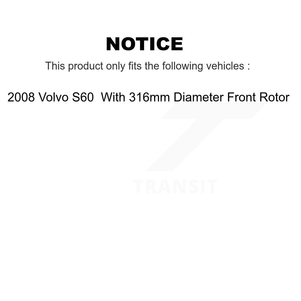 [Avant + Arrière] Kit de Disque de frein pour 2008 Volvo S60 avec 316mm Diameter Rotor K8-101377