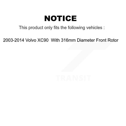 [Avant + Arrière] Kit de Disque de frein pour 2003-2014 Volvo XC90 avec 316mm Diameter Rotor K8-101378