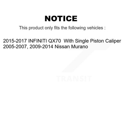 [Avant + Arrière] Kit de Disque de frein pour Nissan Murano INFINITI M37 QX70 Q70 Q70L M56 M35h K8-101392