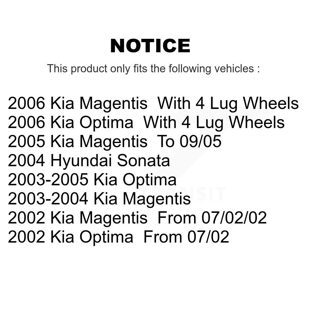 [Avant + Arrière] Kit de Disque de frein pour Kia Optima Hyundai Sonata Magentis K8-101397