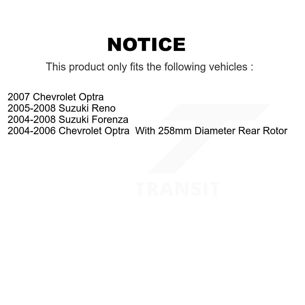 [Avant + Arrière] Kit de Disque de frein pour Suzuki Forenza Reno Chevrolet Optra K8-101399