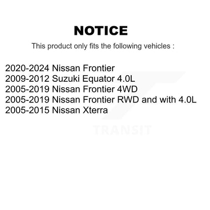 [Avant + Arrière] Kit de Disque de frein pour Nissan Frontier Xterra Suzuki Equator K8-101414