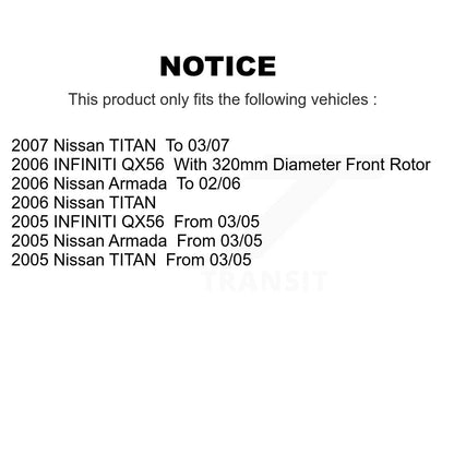 [Avant + Arrière] Kit de Disque de frein pour Nissan TITAN Armada INFINITI QX56 K8-101433