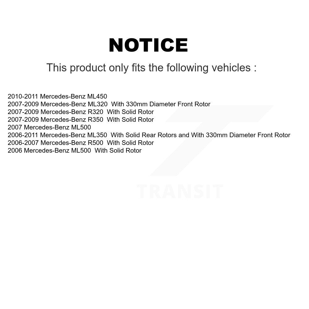 [Avant + Arrière] Kit de Disque de frein pour Mercedes-Benz ML350 R350 ML500 ML320 R500 R320 ML450 K8-101437