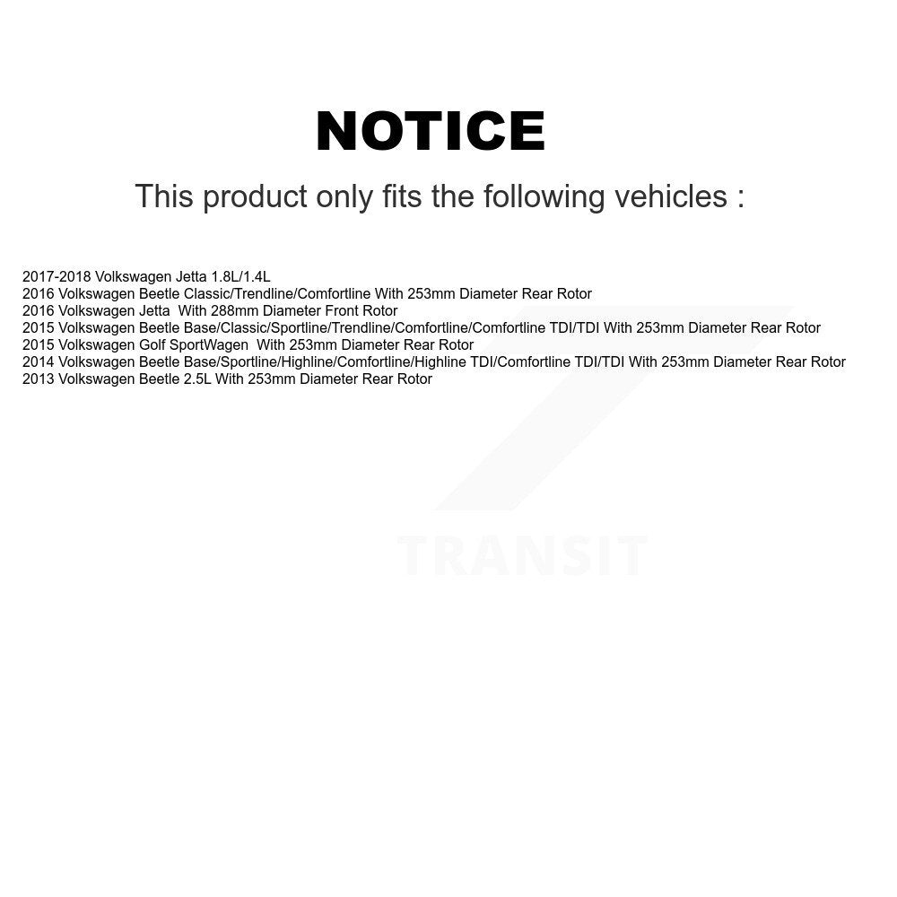 [Avant + Arrière] Kit de Disque de frein pour Volkswagen Jetta Beetle Golf SportWagen K8-101444