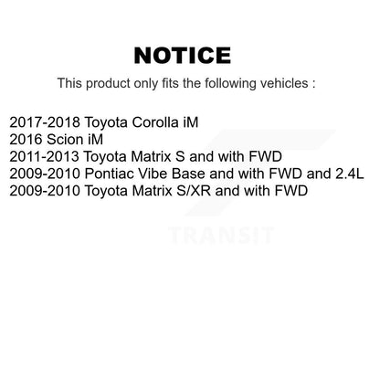 [Avant + Arrière] Kit de Disque de frein pour Toyota Matrix Pontiac Vibe Corolla iM Scion K8-101456