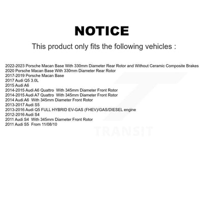 [Avant + Arrière] Kit de Disque de frein pour Audi Q5 Porsche Macan A6 Quattro S4 S5 A7 K8-101551