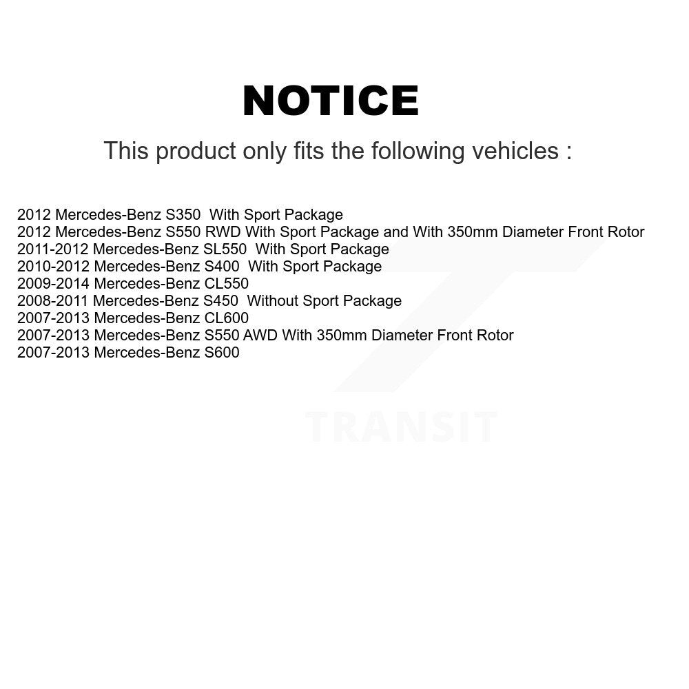 [Avant + Arrière] Kit de Disque de frein pour Mercedes-Benz S550 SL550 CL550 S600 S400 S350 CL600 S450 K8-101566