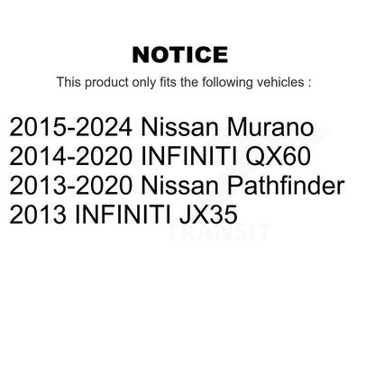 [Avant + Arrière] Kit de Disque de frein pour Nissan INFINITI Pathfinder Murano QX60 Q50 JX35 Q60 K8-101619