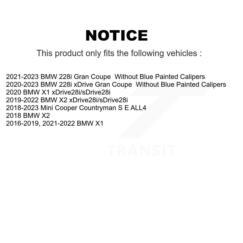 [Avant + Arrière] Kit de Disque de frein pour BMW X1 Mini Cooper Countryman X2 228i xDrive Gran Coupe K8-101648