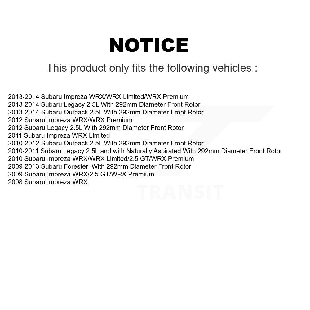 [Avant + Arrière] Kit de Disque de frein pour Subaru Outback Impreza Forester Legacy K8-101689