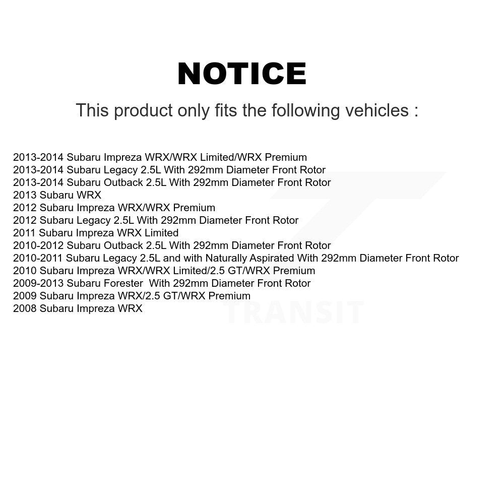 [Avant + Arrière] Kit de Disque de frein pour Subaru Outback Impreza Forester Legacy K8-101689