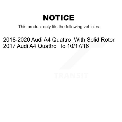 [Avant + Arrière] Kit de Disque de frein pour Audi A4 Quattro K8-101721