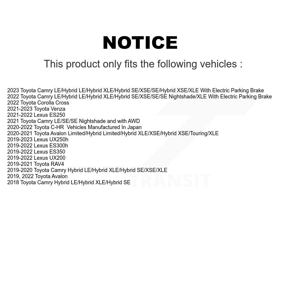 [Avant + Arrière] Kit de Disque de frein pour Toyota Camry RAV4 Lexus ES350 Avalon ES300h UX250h UX200 C-HR Venza ES250 Corolla Cross K8-101729