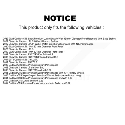 [Avant] Kit de Disque de frein pour Chevrolet Camaro Cadillac CTS CT6 CT5 K8-101743