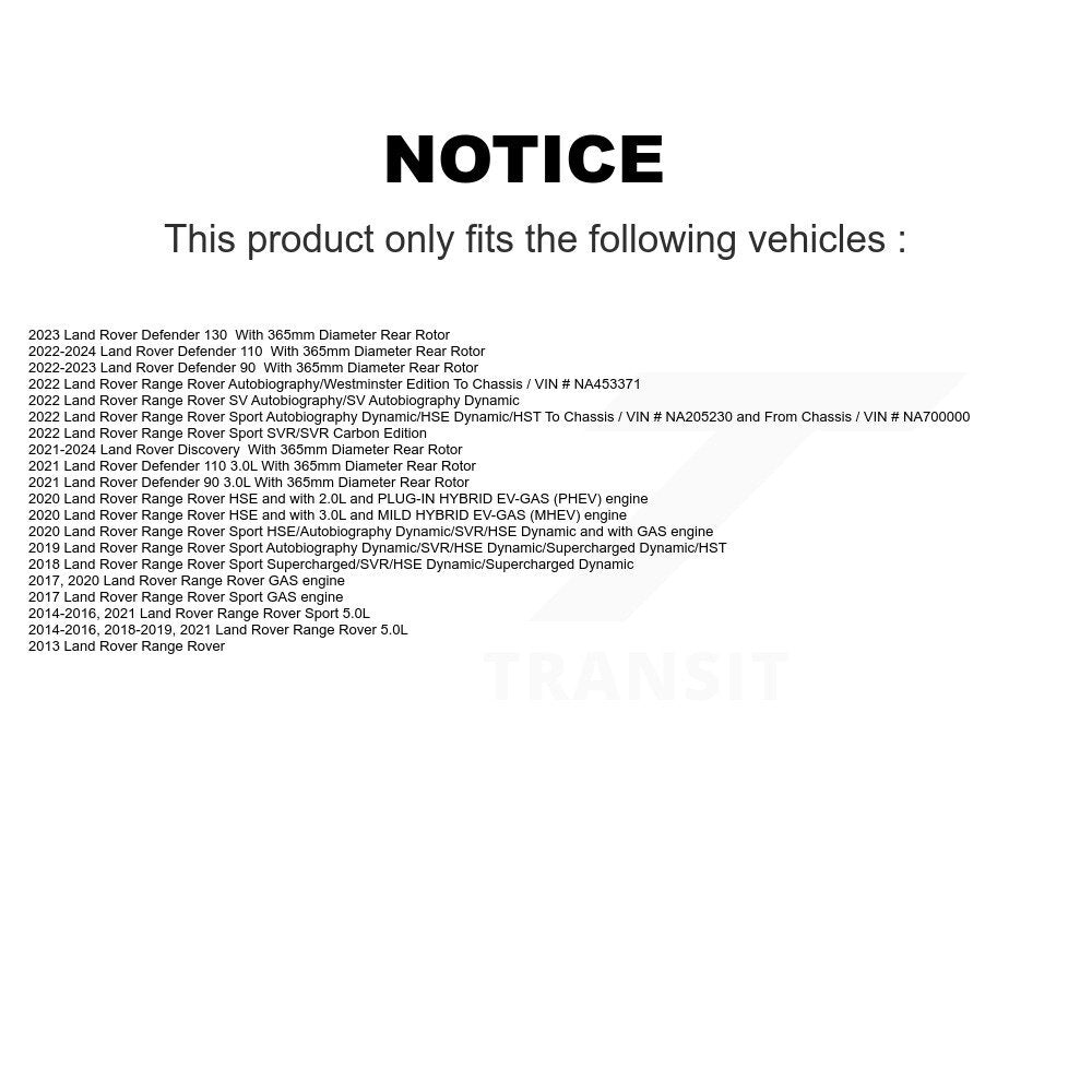 [Arrière] Kit de Disque de frein pour Land Rover Range Sport Discovery Defender 90 110 K8-101789