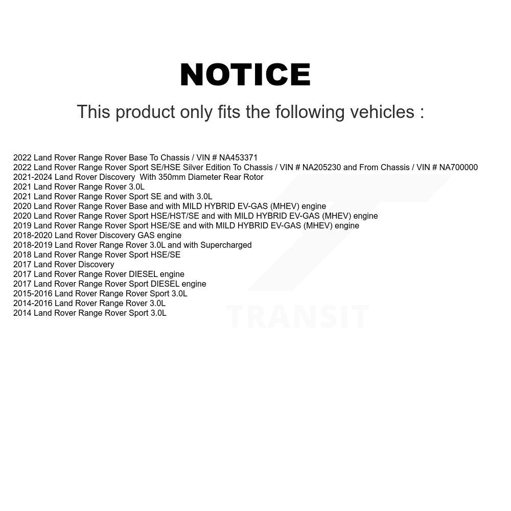 [Arrière] Kit de Disque de frein pour Land Rover Range Sport Discovery K8-101790