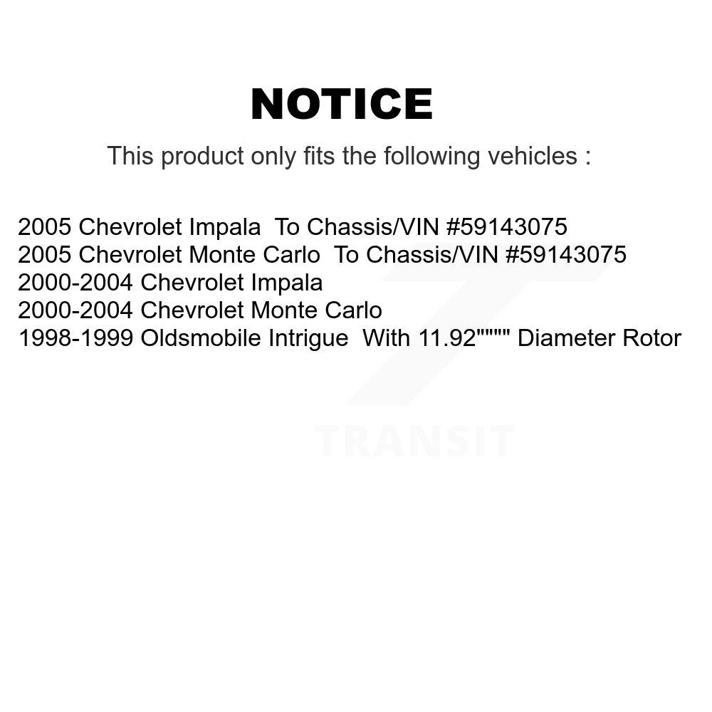 [Avant + Arrière] Kit de Disque de frein pour Chevrolet Impala Monte Carlo Oldsmobile Intrigue K8-101806