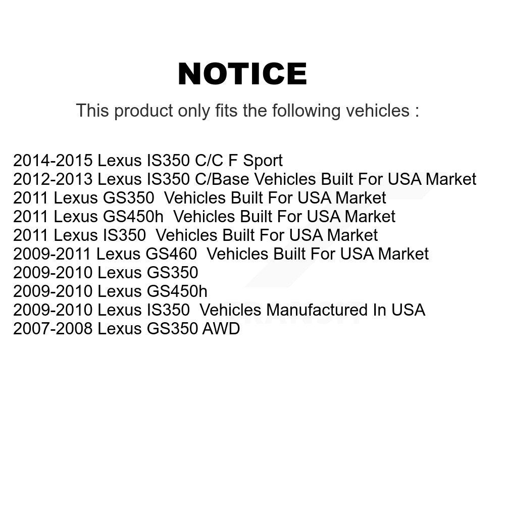 [Avant + Arrière] Kit de Disque de frein pour Lexus GS350 IS350 GS450h GS460 K8-101824