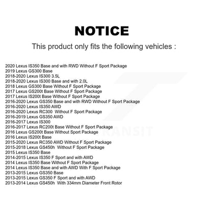 [Avant + Arrière] Kit de Disque de frein pour Lexus GS350 IS300 IS200t IS350 RC350 RC300 RC200t GS300 GS200t GS450h K8-101828