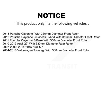 [Avant + Arrière] Kit de Disque de frein pour Audi Q7 Volkswagen Touareg Porsche Cayenne K8-101832