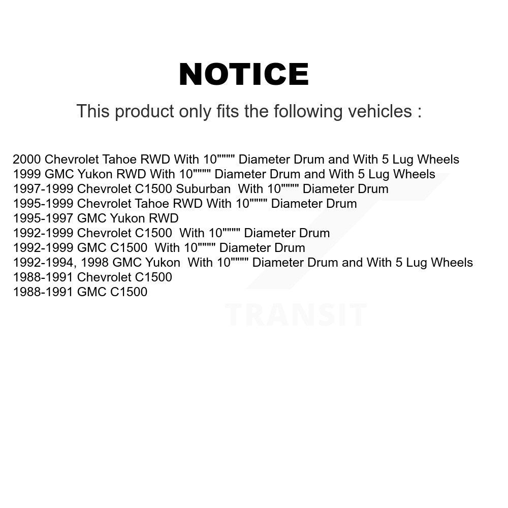 [Arrière] Kit de Tambour de frein pour Chevrolet C1500 GMC Tahoe Yukon Suburban K8-101848