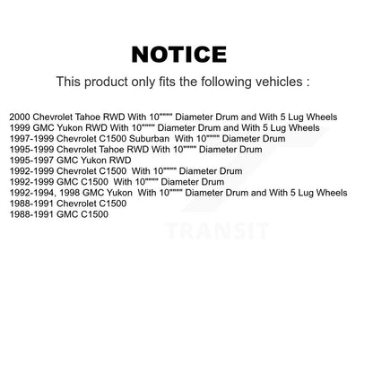 [Arrière] Kit de Tambour de frein pour Chevrolet C1500 GMC Tahoe Yukon Suburban K8-101848