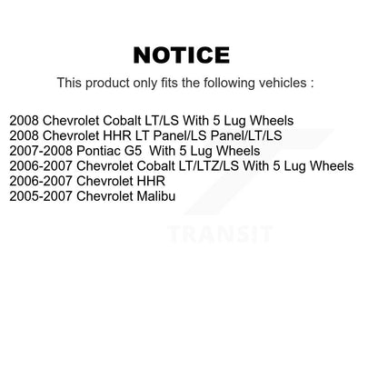 [Arrière] Kit de Tambour de frein pour Chevrolet Cobalt Malibu HHR Pontiac G5 K8-101861