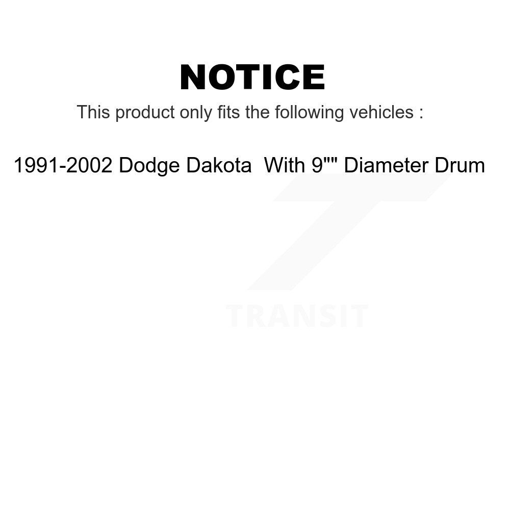 [Arrière] Kit de Tambour de frein pour 1991-2002 Dodge Dakota avec 9" Diameter Drum K8-101884