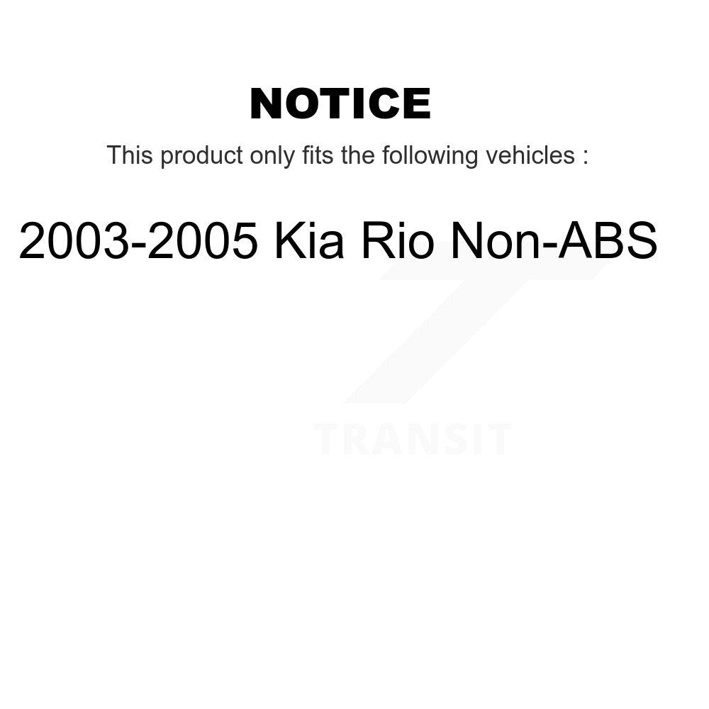 [Arrière] Kit de Tambour de frein pour 2003-2005 Kia Rio Non-ABS K8-101892