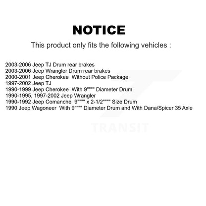 [Arrière] Kit de Tambour de frein pour Jeep Wrangler Cherokee Comanche Wagoneer TJ K8-101956