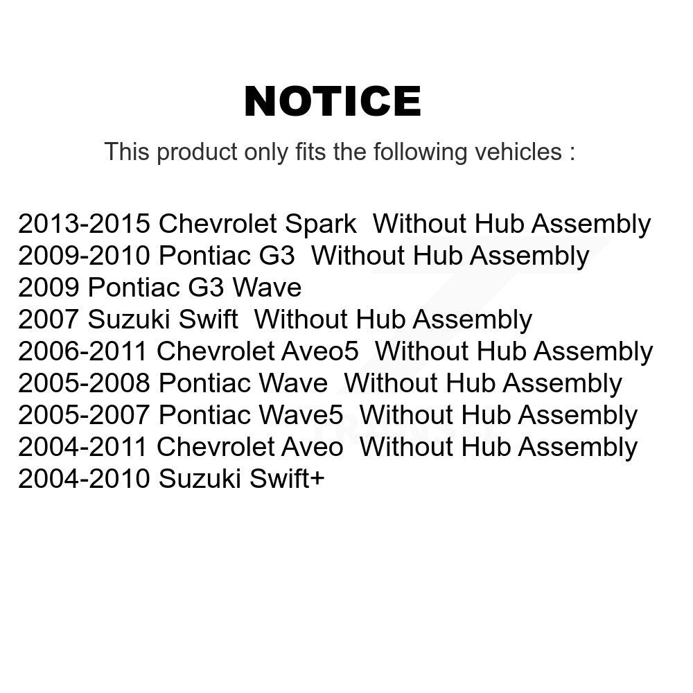 [Avant + Arrière] Kit de Disque de frein pour Chevrolet Aveo Spark Aveo5 Pontiac G3 Suzuki Wave Swift Wave5 Swift+ K8-101975
