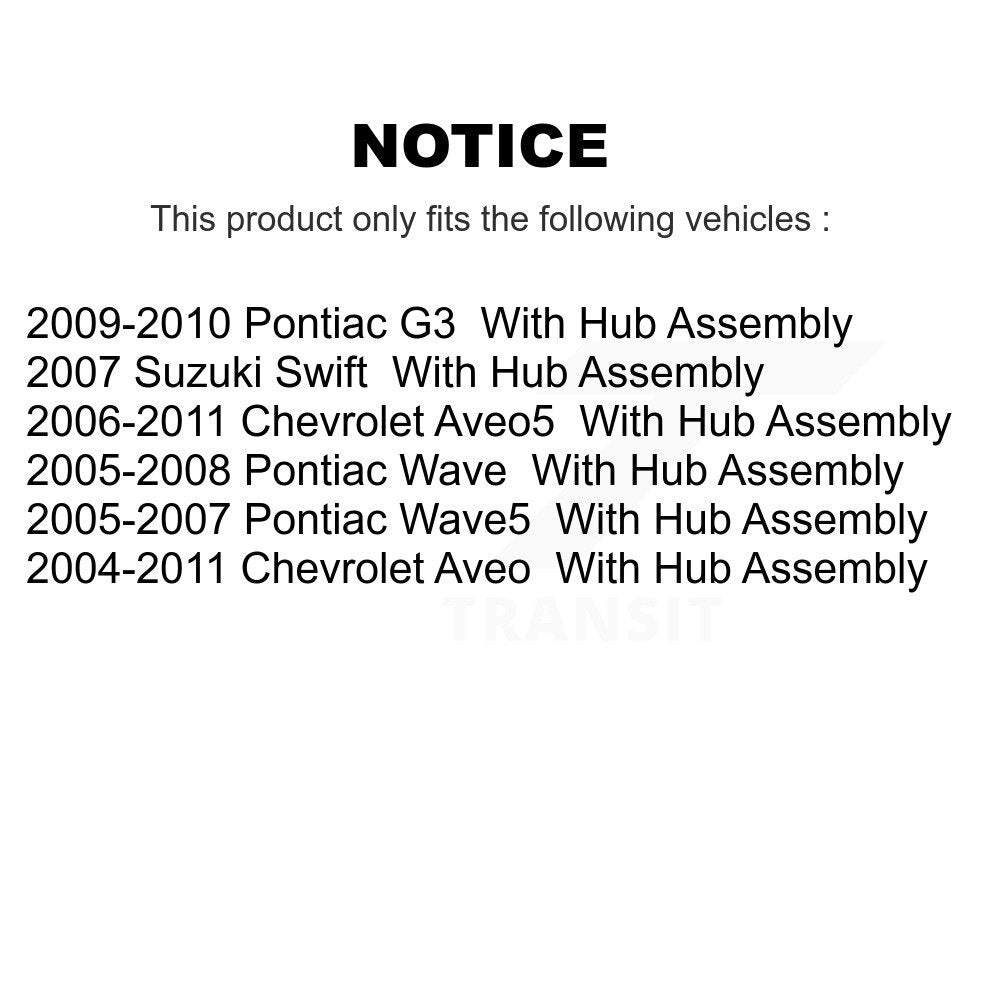 [Avant + Arrière] Kit de Disque de frein pour Chevrolet Aveo Aveo5 Pontiac G3 Suzuki Wave Swift Wave5 avec Hub Assembly K8-101976