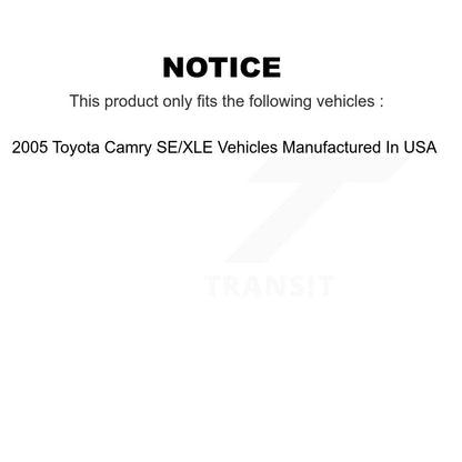 [Avant + Arrière] Kit de Disque de frein pour 2005 Toyota Camry SE XLE Vehicles Manufactured In USA K8-101992