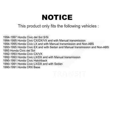 [Avant + Arrière] Kit de Disque de frein pour Honda Civic del Sol CRX K8-102000