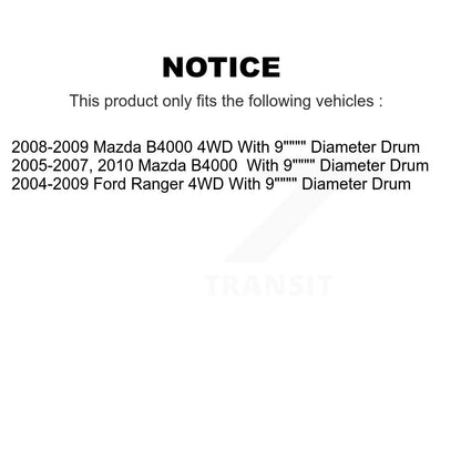 [Avant + Arrière] Kit de Disque de frein pour Ford Ranger Mazda B4000 avec 9" Diameter Drum K8-102047