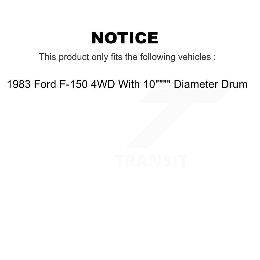 [Avant + Arrière] Kit de Disque de frein pour 1983 Ford F-150 4WD avec 10" Diameter Drum K8-102048