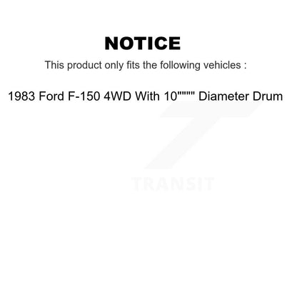 [Avant + Arrière] Kit de Disque de frein pour 1983 Ford F-150 4WD avec 10" Diameter Drum K8-102048