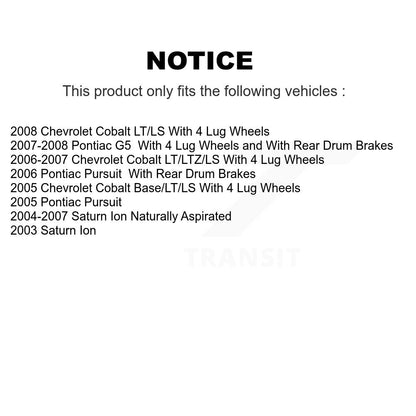[Avant + Arrière] Kit de Disque de frein pour Chevrolet Cobalt Saturn Ion Pontiac G5 Pursuit K8-102059