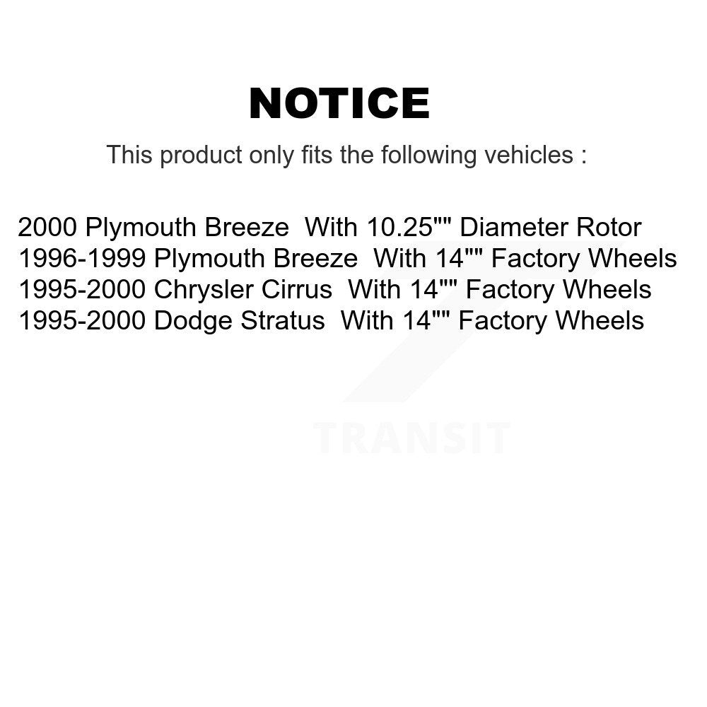 [Avant + Arrière] Kit de Disque de frein pour Dodge Stratus Chrysler Cirrus Plymouth Breeze K8-102072